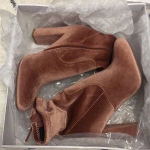 Blush velvet booties